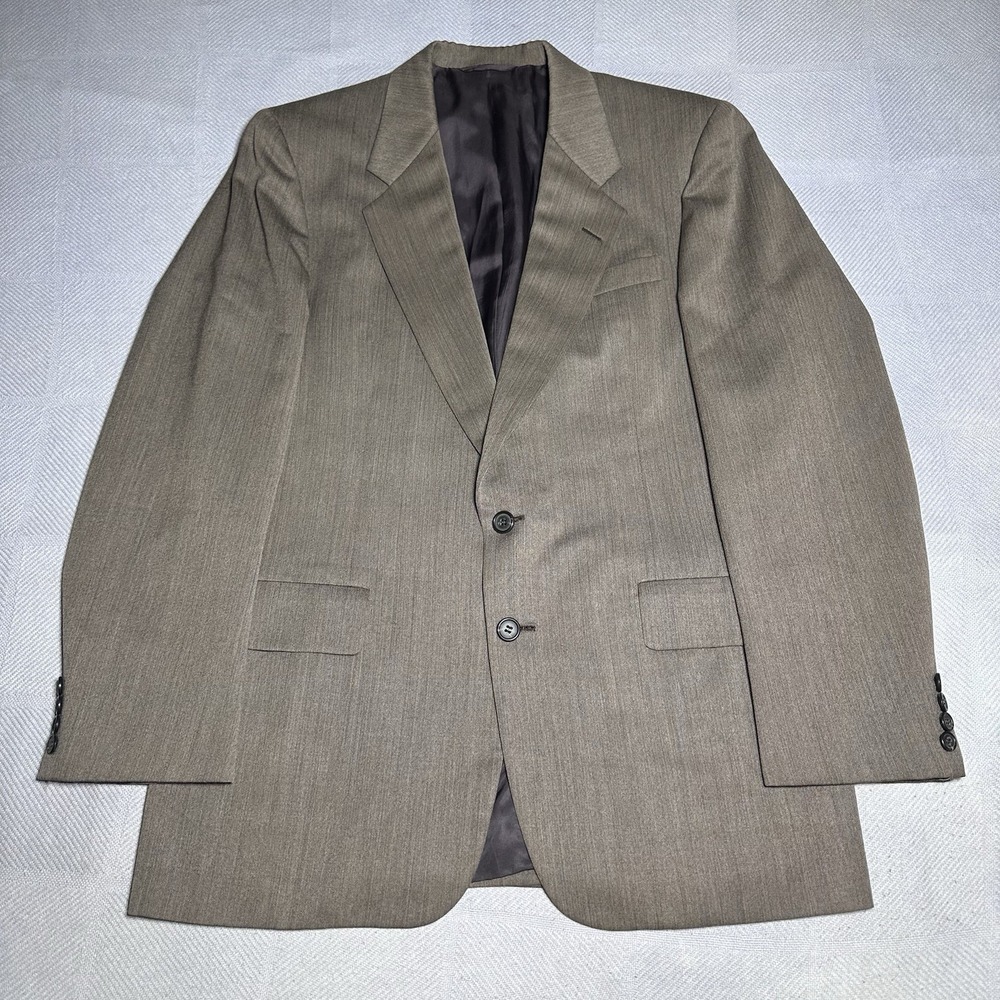Hickey Freeman Boardroom Collection Brown‎ Herringbone Wool Blazer Jacket 42R